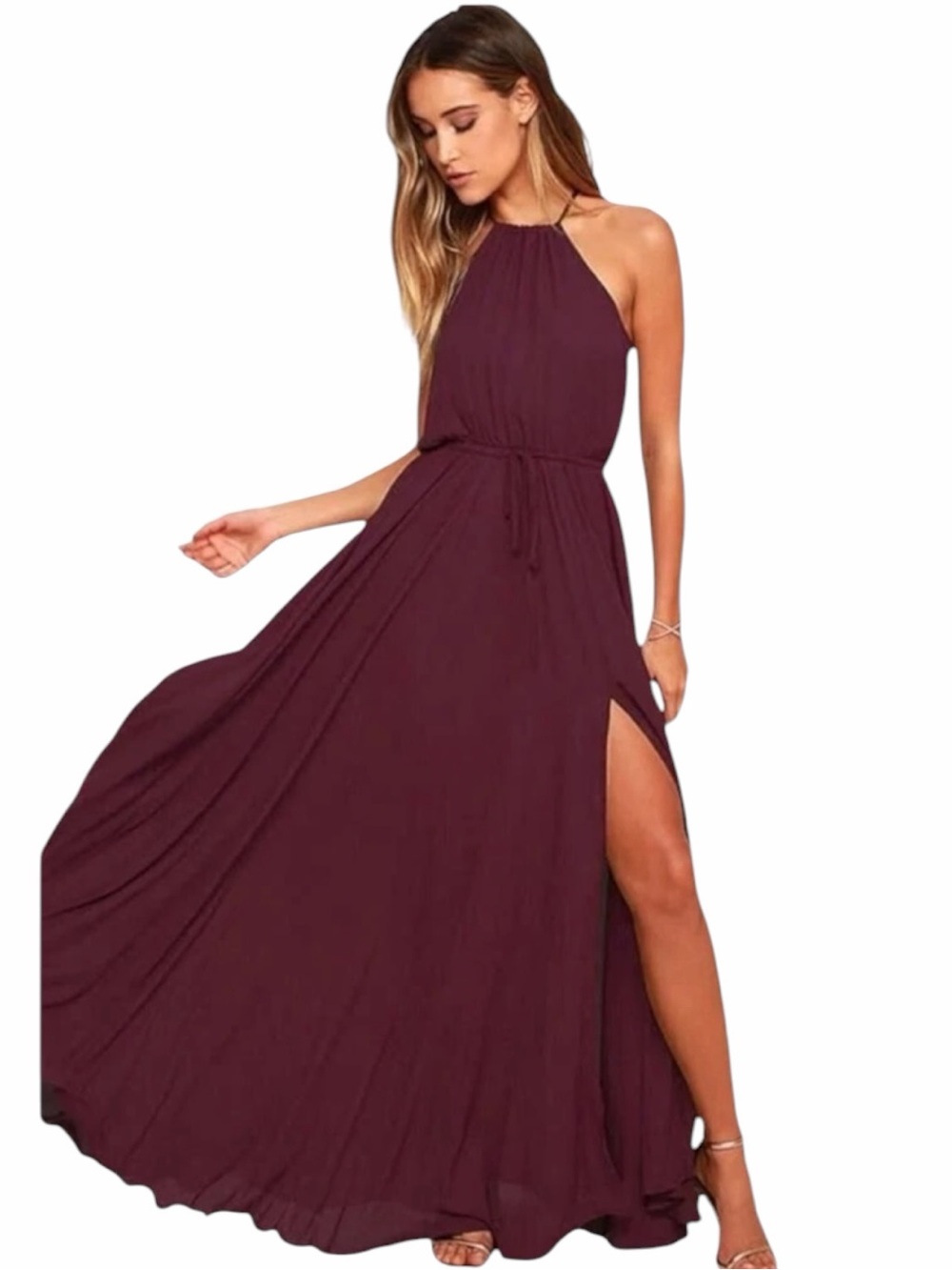Lulus Essence of Style Maxi Dress Large Burgundy Formal Prom Bridesmaid Wine